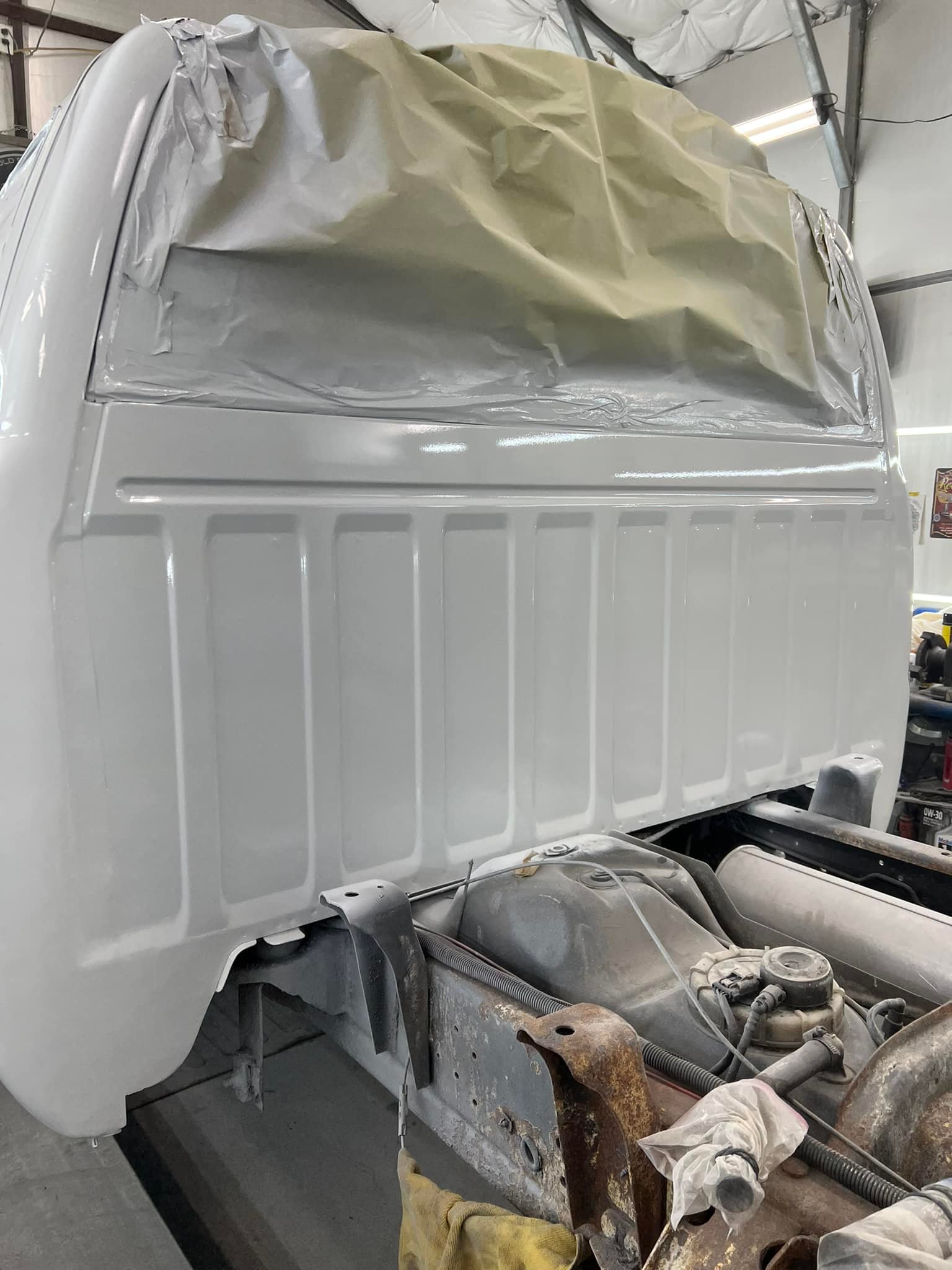 Truck in progress of getting paint and body work